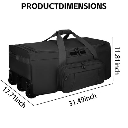 120L 3-Wheel Rolling Duffle Bag - Heavy Duty Military Deployment Bag, Durable Wheeled Duffle Luggage for Travel, Camping & Outdoor Adventures