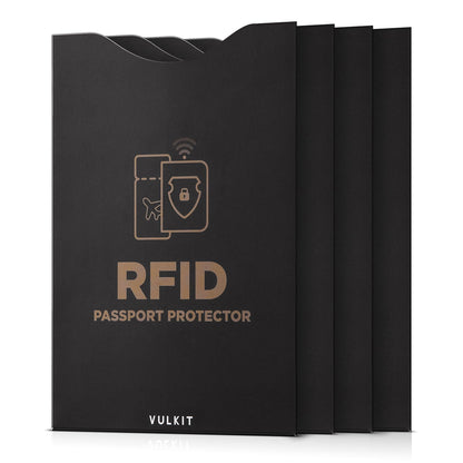 VULKIT RFID Blocking Sleeves 4 Passport Holders, Anti-Theft RFID Blocker Sets Travel Essentials Fits Bags & Purses
