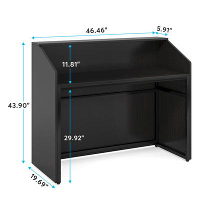 Tribesigns Reception Desk with Counter, Modern Front Desk Reception Room Table with Cable Grommet, 47 inch Retail Counter for Checkout, Lobby, Beauty Salon, Home Office Desk, Black