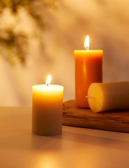 White Natural Beeswax Pillar Candles-40 Hours Burn Time 100% Pure Beeswax Candles | Organic Bees Wax for Home, Prayer, Christmas, Party | Unscented, Smokeless, Dripless 2 Pack (2×3 inch)