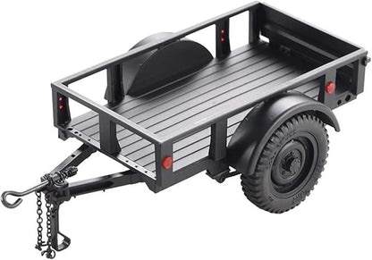 FMS FCX18 RC Cars Accessory for 1:18/1:12 RC Crawler Trucks - Utility Trailer Type C Black