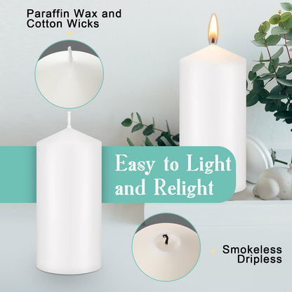 MTLEE 20 Pack White Pillar Candles Bulk, 2.7 x 5.1 Inches 50 Hour Long Burning Dripless Unscented Smokeless Wax Pillar Candles Set for Wedding Birthday Parties Dinner Church Home Emergency