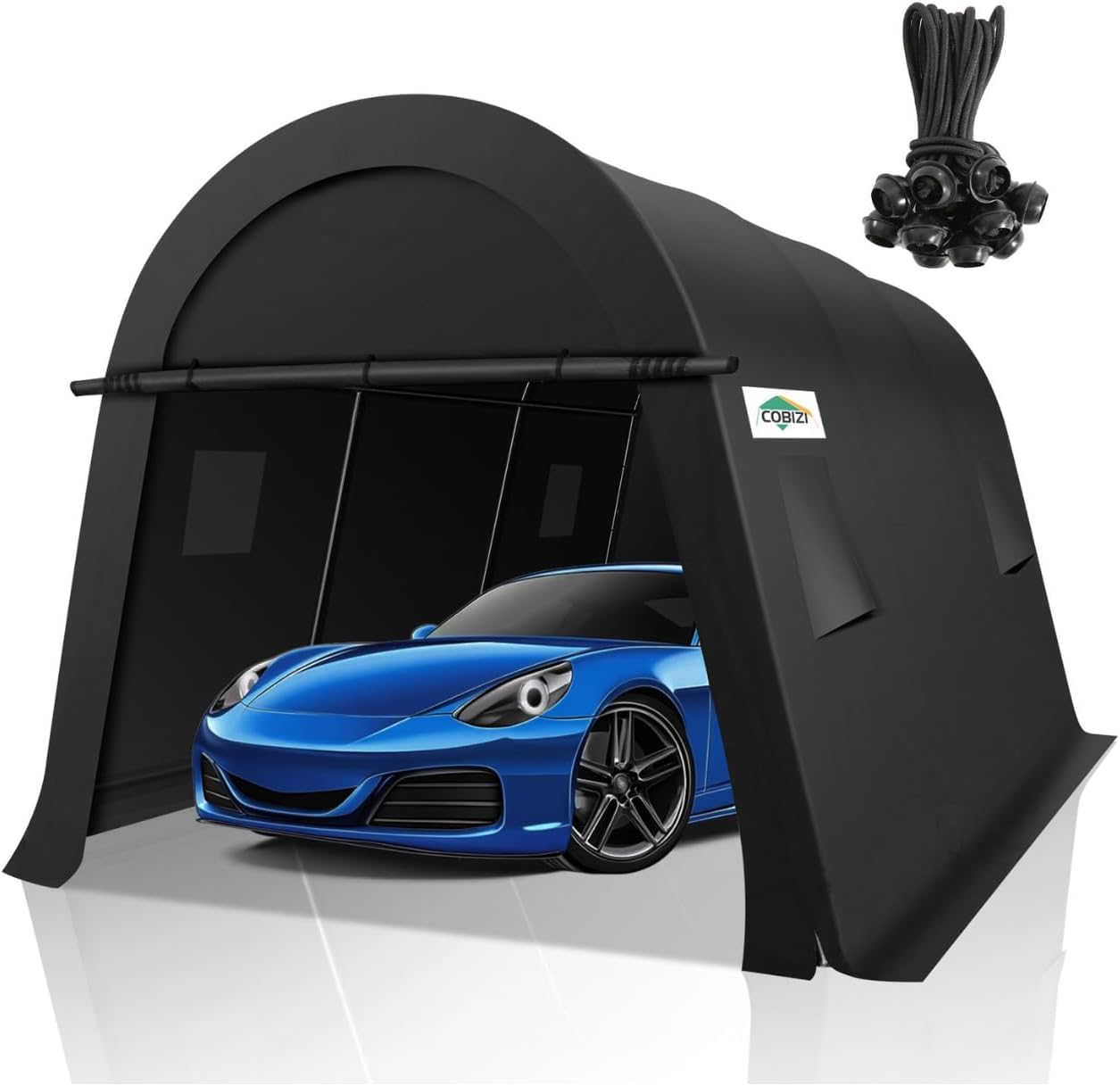 COBIZI 10x15 Carport Canopy Heavy Duty Portable Garage Tent with Double Zippered Roll-up Doors & Vents, Large Space Car Port Car Garage Waterproof Anti-Snow for Cars, Boats, Trucks, Dark Gray