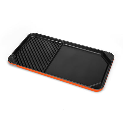 All American 1930 - Ultimate 60/40 Griddle with Ceramic Non-Stick Coating - Saffron Orange - Durable & PFAS Free - Indoor Griddle for Easy Prep, Cooking, & Cleaning - Made in the USA