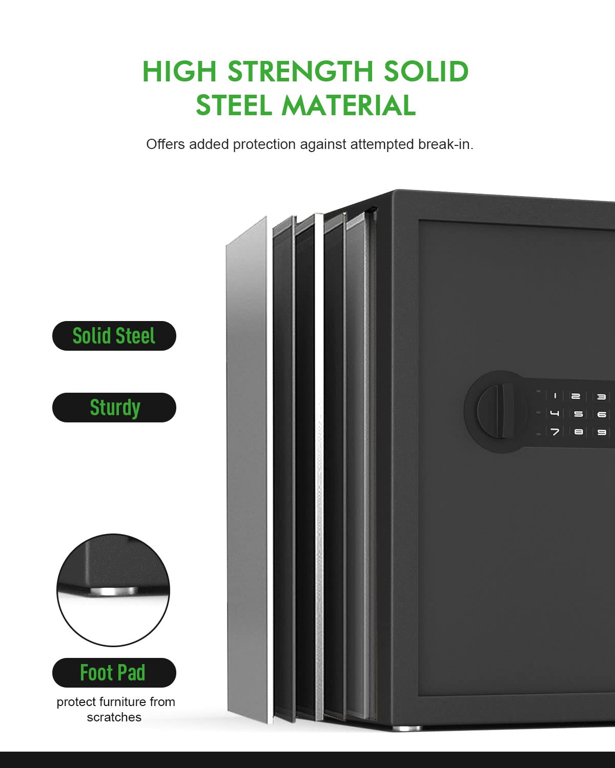 ISLANDSAFE Small Home Safe Box Deluxe Digital Electronic Keypad Lock Safes 1.7 Cuft Cabinet Safes Security Lock Box for Office Hotel Dorm Cash Money Jewelry (1.7 Cubic Feet Black)