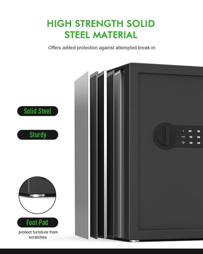 ISLANDSAFE Small Home Safe Box Deluxe Digital Electronic Keypad Lock Safes 1.7 Cuft Cabinet Safes Security Lock Box for Office Hotel Dorm Cash Money Jewelry (1.7 Cubic Feet Black)