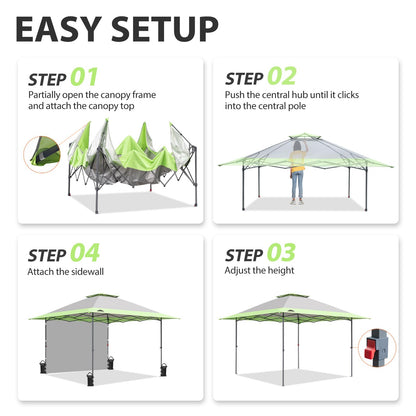 EAGLE PEAK 13x13 Pop up Canopy Tent w/One Wall, Instant Canopy Easy Set up Folding Shelter w/One Privacy Curtain, 169 Square Feet Sun Shade, Gray