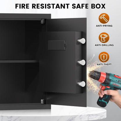 16.54 Inches Tall Safe Box, 2.5 Cuft Home Safe with Fireproof Waterproof Bag, Anti-Theft Digital Security Lock Box with Smart Alert System, Removable Shelf, Mute Function, Document Safes for Jewelry