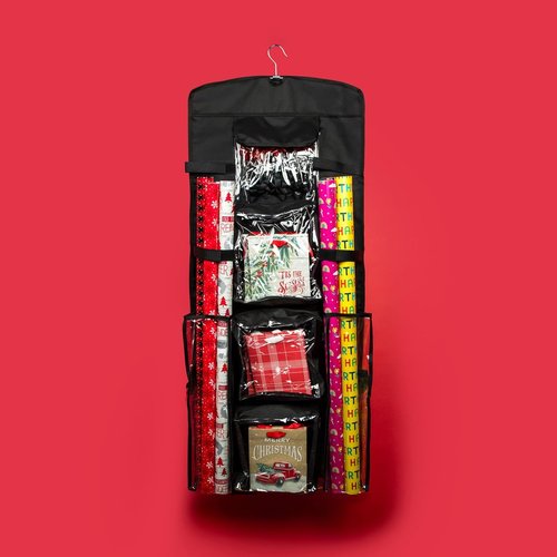 Joyful Moose Gift Bag Organizer - Christmas Wrapping Paper Storage Container | Black