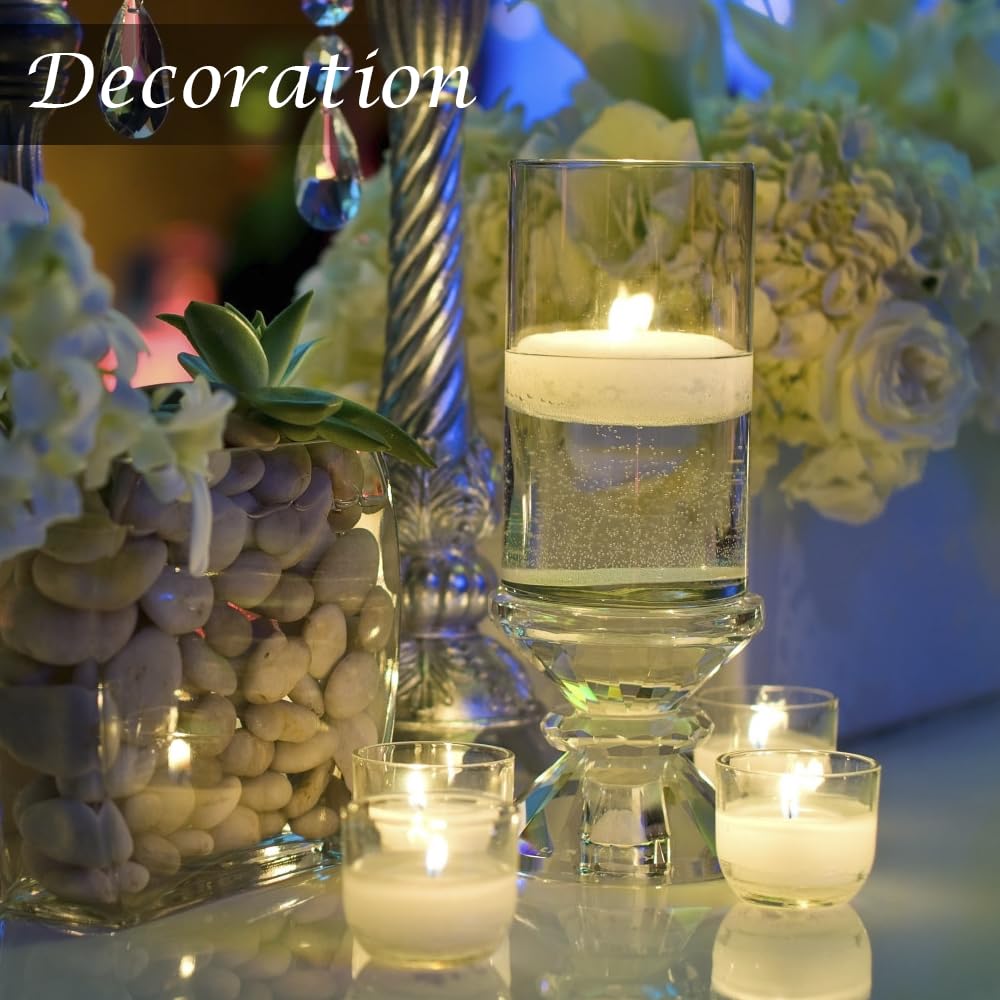 3 inch Floating Candles,24Pack White Dripless Wax Unscented Wax 13-15Hours Burning, Wedding Party Candles,for Centerpieces Suitable for Cylindrical Vases,Swimming Pool,Restaurant Decoration
