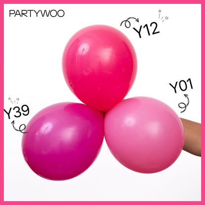 PartyWoo Hot Pink Balloons 101pcs 12 Inch Magenta Fuchsia Balloons for Baby Shower Gender Reveal Engagement Bachelorette Wedding Bridal Shower Anniversary Birthday Party Decorations Pink-Y12