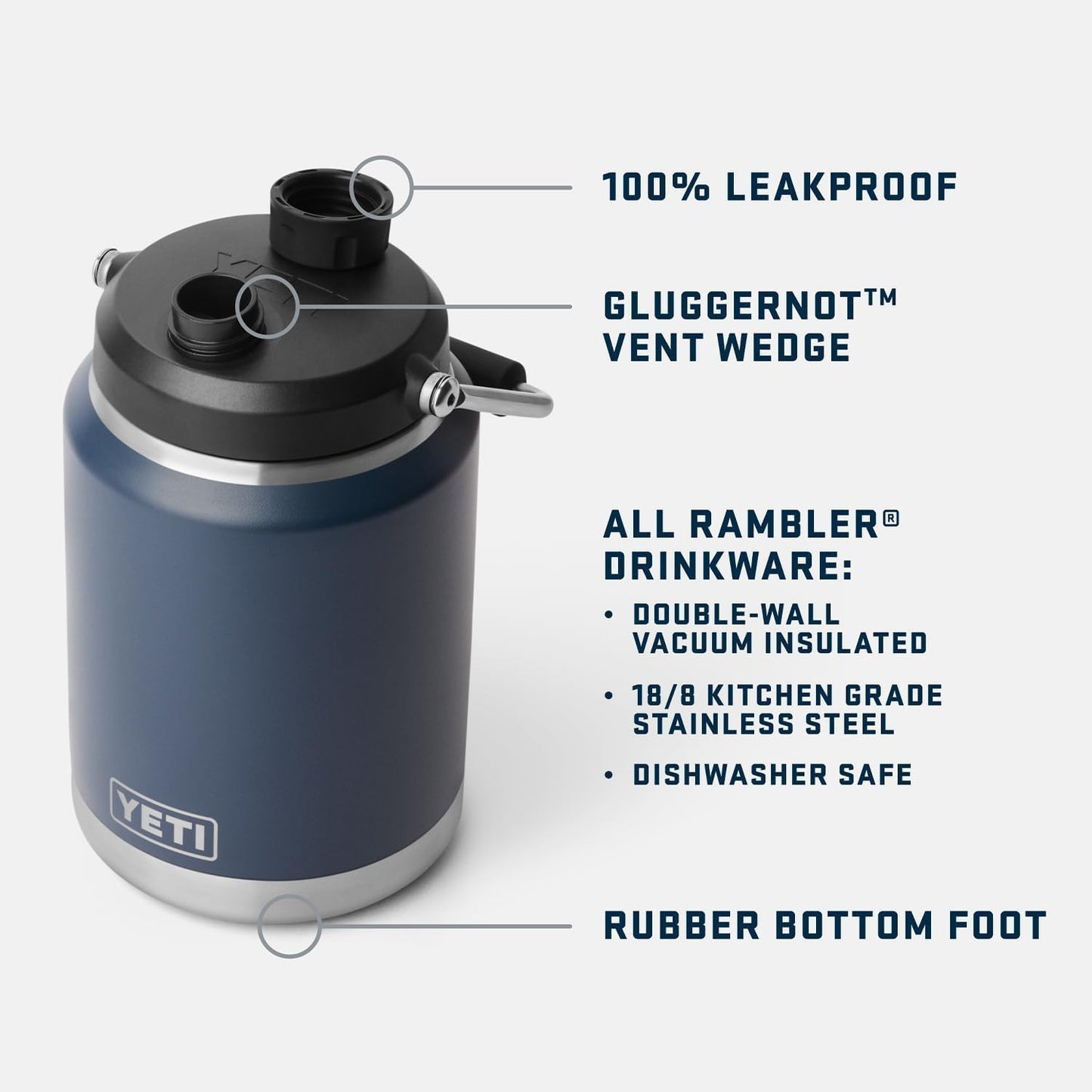 YETI Rambler Half Gallon Jug 2.0, Vacuum Insulated, Leakproof, Stainless Steel with MagCap, Royal Blue