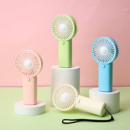 Woanger 60 Pack Mini Handheld Fan Bulk with Rope Hanging Portable Eyelash Fans Small Personal Cooling for Wedding Travel Makeup Camping Hiking Independent White Box (Beige Pink,Blue,Green)