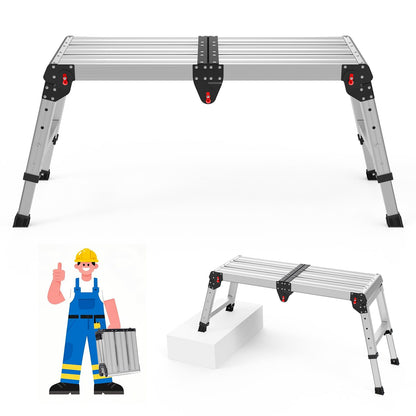 Loyoda Work Platform 500 Lbs, Folding Step Stool with One-Touch Automatic Fold, 4 Height Adjustment Step Platform, Perfect for RV Cleaning, Home Painting and Reaching High Places, Larger, Black