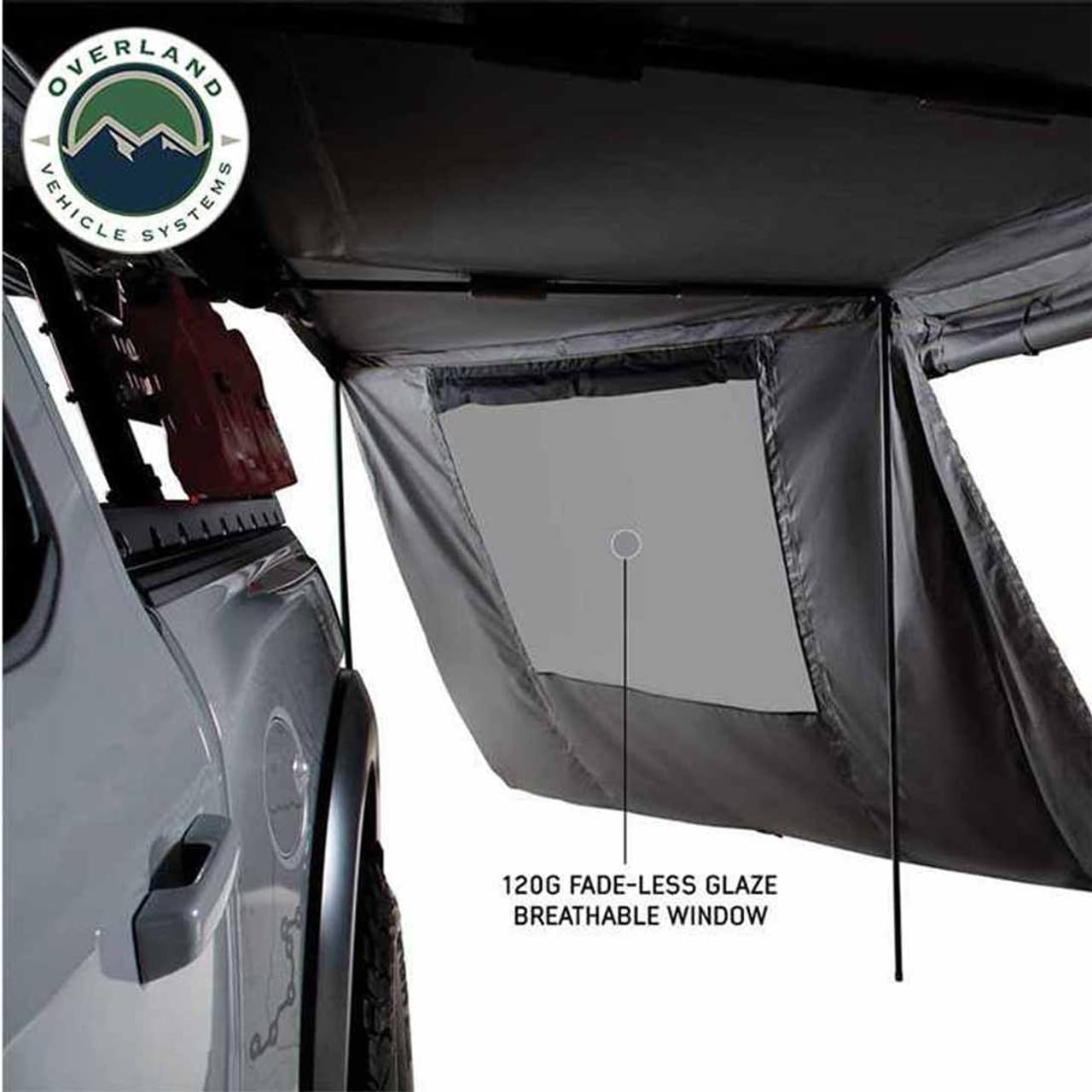 Overland Vehicle Systems HD Nomadic 180 Awning Wall with Windows and Large Door- 280G Poly Cotton Rip Stop Body - Awning Walls are Secured Using Zipper