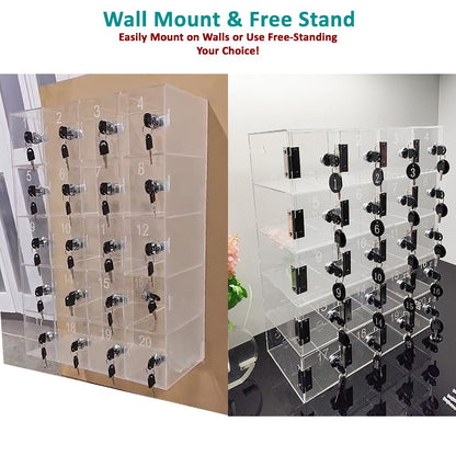 LAMBOCK Cell Phone Lock Box for Classrooms & Offices – 20-Box Charging Locker for Employees & Students, Portable Phone Jail Lockbox with Large 8x4x4 Boxes | Up to 100 Phones Capacity