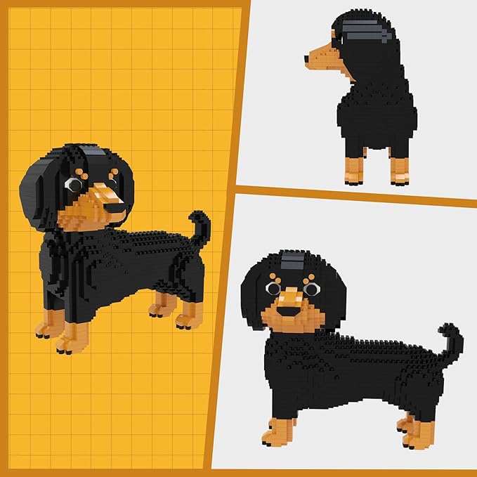 Larcele Micro Building Blocks Set DIY Mini Building Toy Bricks for Age Over 12 Years 1154 Pieces KLJM-02 (Dachshund 2)