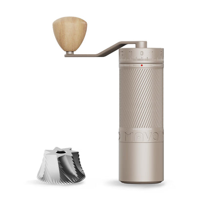 MAVO Manual Coffee Grinder, Phantox Pro Burr Coffee Grinder, Professional 45mm Stainless Steel Grinding Core, Capacity 30g, 120 Clicks Adjustment, Hand Coffee Grinder for Espresso, Pour Over, Silver