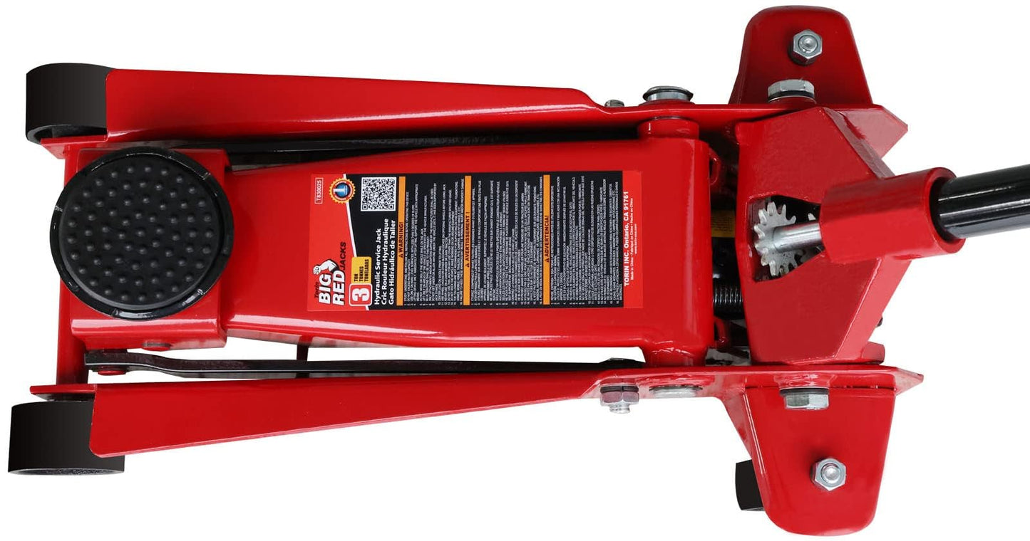 Big RED 3-Ton Heavy Duty Hydraulic Floor Jack, Dual Pump Quick Lift with Low Profile Design, 6600LBS Capacity for All Terrain Vehicles,Red