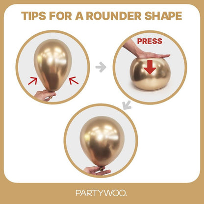 PartyWoo Metallic Gold Balloons 101pcs 12 Inch Chrome Gold Latex Helium Balloons for Wedding Christmas Birthday Graduation Baby Shower Retirement Bachelorette Tea Party Decorations Gold-G127