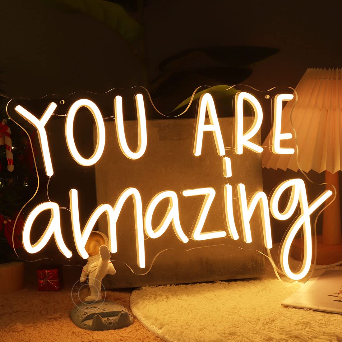 SYLHOME You Are Amazing LED Neon Light Sign 5V Girls Boys Bedroom Living Room Classroom Wall Decor Sign Hanging Smart Kid Birthday USB 16.9" X 10.6" Warm White