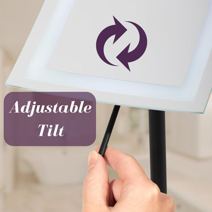JERDON Lighted Tabletop Magnifying Mirror - Black Makeup Mirror with 5X Magnification and LED Lights - Model JRT910BKL