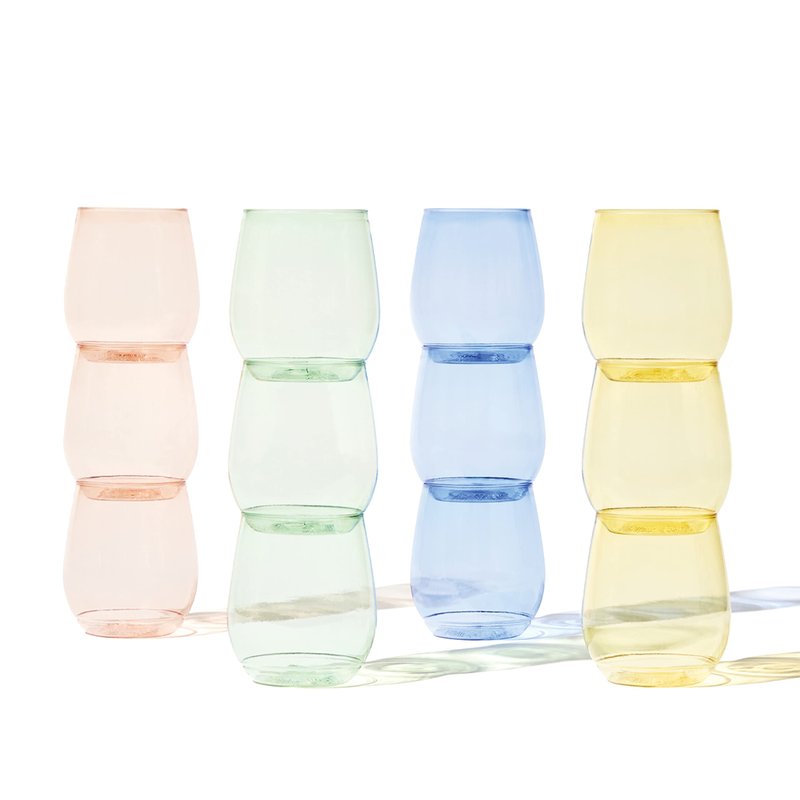 TOSSWARE POP 14oz Vino - Color Series SET OF 12, Premium Quality, Recyclable, Unbreakable & Crystal Clear Plastic Wine Glasses