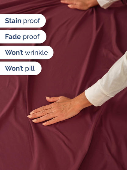Skiennix Extra Deep Full Sheet Set - 6 Piece Breathable Cooling Bedding - Soft Wrinkle-Free Burgundy