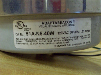 Edwards Signaling 51A-N5-40W Flashing Incandescent Beacon, Integrated Horn, 95/85 db, 120V AC, Amber, 24W, 189 Lumens
