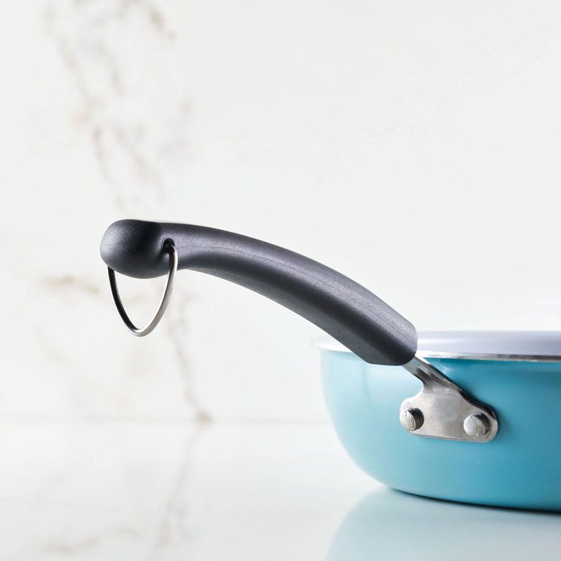 Farberware EcoAdvantage Ceramic Nonstick Deep Frying Pan/Skillet with Helper Handle, 12.5 Inch, Aqua