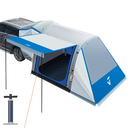 JOYTUTUS Inflatable SUV Tent with Pump 2.0, 30% More Space, Easy Set-up Car Tent for 6 Person Family Camping, Dual-Use for SUV or Ground Camping with 2 Awnings, Double Door, Fit for SUV Car Van
