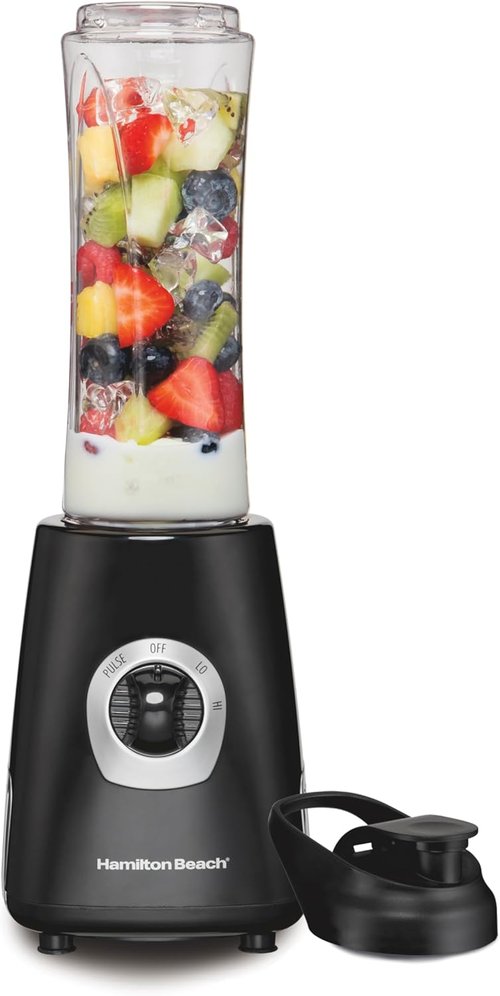 Hamilton Beach Go Sport Portable Blender - 20 Oz Travel Jar, 600W Motor & Stainless Steel Blades, Black