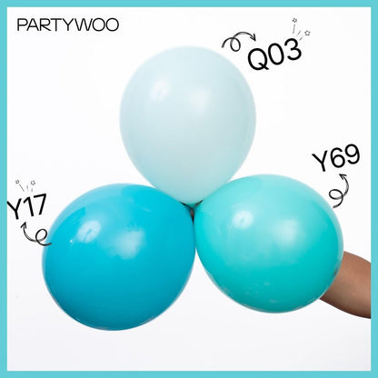 PartyWoo Teal Balloons 101pcs 12 Inch Turquoise Dark Teal Latex Balloons for Baby Shower Wedding Anniversary Gender Reveal Graduation Mermaid Birthday Pool Bachelorette Party Decorations Blue-Y69