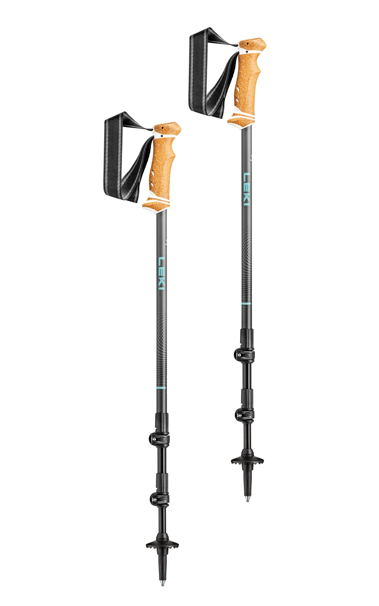 LEKI Lhasa Aluminum Adjustable Lightweight Walking Poles for Trekking & Hiking - Lightblue-Anthracite-White - 90-125 cm