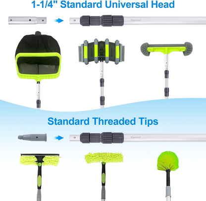 Sepetrel 15-Foot Telescoping Pool Pole - Upgraded Professional Design with Threaded Tips for Skimmer Net & Brush