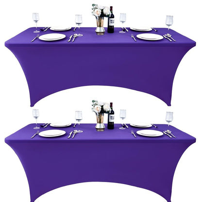 ZarzaaSik 6-Pack 8ft Spandex Table Covers for Rectangle Folding Tables - Washable Elastic Tablecloth - Ultimate Fitted Table Protector for Birthday Parties, Trade Shows, Banquet