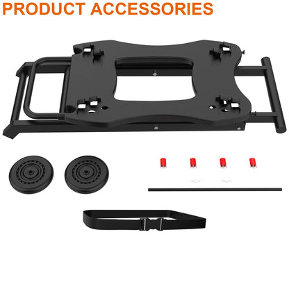 Grill Stand for Weber Q Grill Cart, BBQ Portable Grill Table for Weber Q1200 Q1000 Q2000 Q1400, Heavy-duty Trolley Collapsible Dining Table for Outdoor Camping BBQ Cooking Tailgating, Black, 2 Wheels