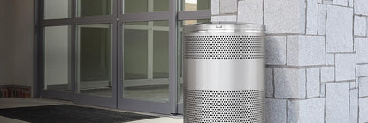 Rubbermaid Commercial Products Classic Open Top Outdoor Trash Can, 51-Gallon, Round Stainless Steel, Garbage Bin for Mall/Stadium/Office/Lobby/Restaurant