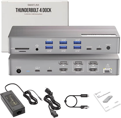 Thunderbolt 4 Dock with DisplayLink, 21-in-1 USB-C/A Docking Station for MacBook, Windows & ChromeOS – 150W Charging, 40Gbps, 8K/4K Display, Dual/Triple/Quad/5 Monitor Support