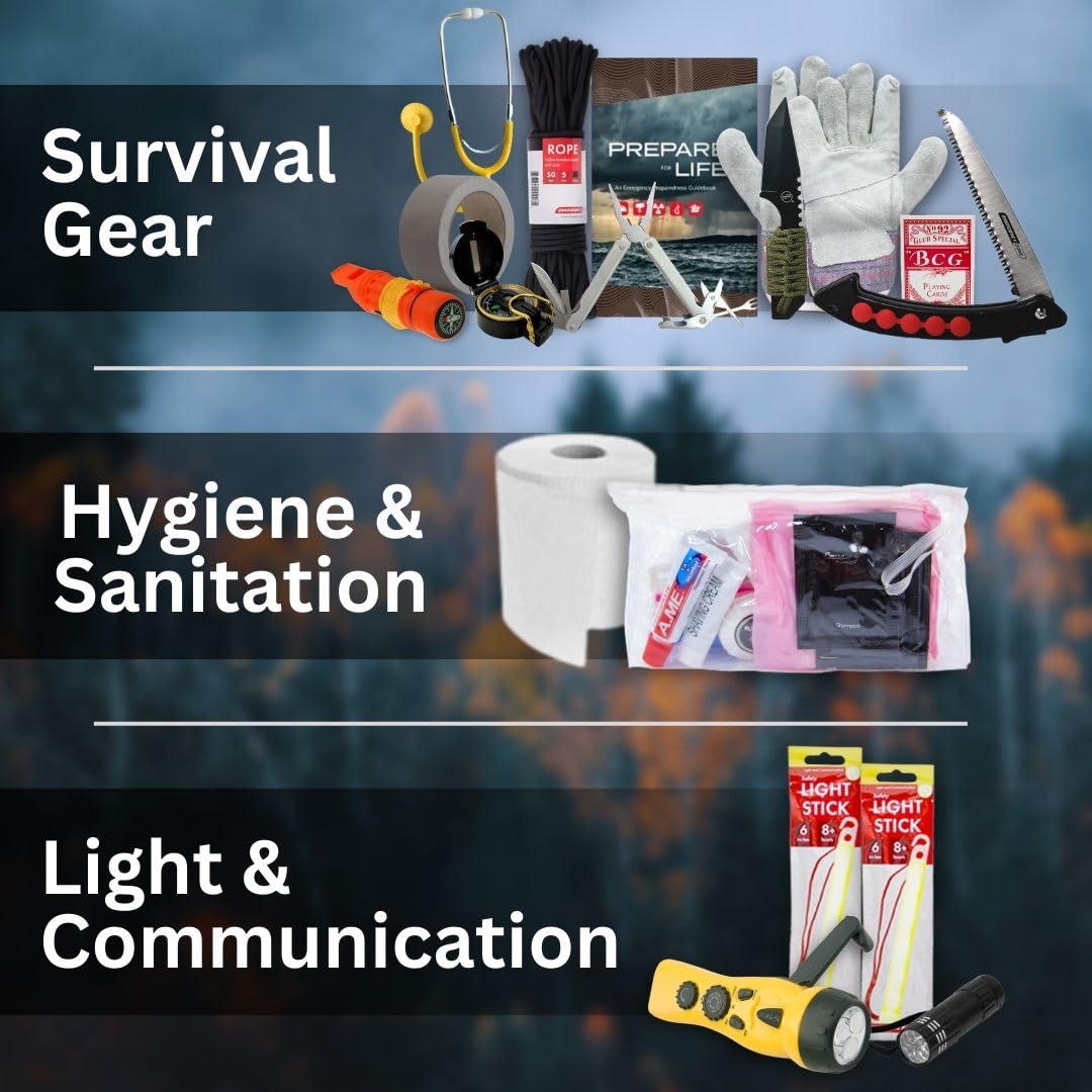 Emergency Zone Stealth Tactical 2-Person, 72-Hour Emergency Survival Kit, Wilderness Survival Gear, Waterproof & First Aid, Food & Water, Ready for Earthquake, Wildfires, Disaster Preparedness