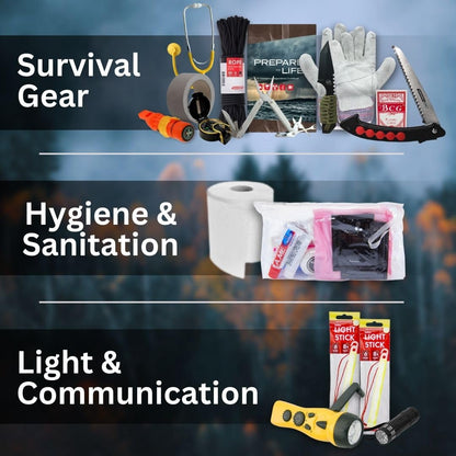 Emergency Zone Stealth Tactical 2-Person, 72-Hour Emergency Survival Kit, Wilderness Survival Gear, Waterproof & First Aid, Food & Water, Ready for Earthquake, Wildfires, Disaster Preparedness