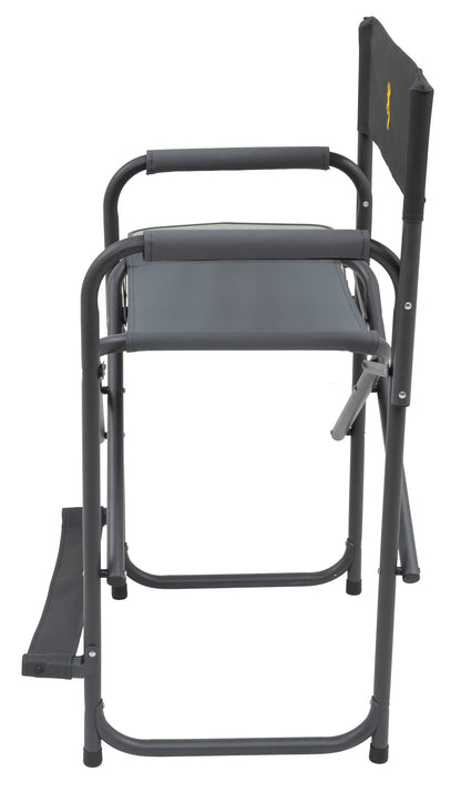 Browning Directors Chair - Outdoor Folding Chairs Made with Durable Fabric and Sturdy Aluminum/Steel Frame, with Extra Tall Seat and Flip-Down Footrest, Plus, Charcoal/Gray