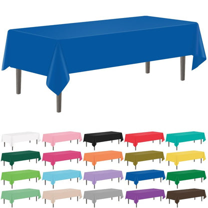 YSYJ 12 Pack Royal Blue 54 x 108 Inch Disposable Plastic Tablecloths Rectangle Table Cloth Plastic Table Cover for Parties