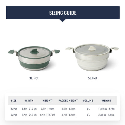 Sea to Summit Detour Stainless Steel Collapsible Pot, 3 Liters