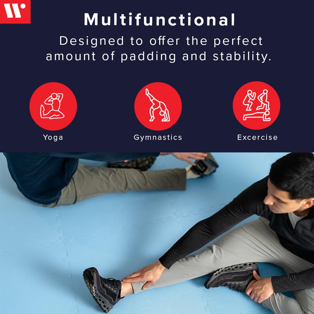 We Sell Mats 1/2 Inch Thickness Multipurpose EVA Foam Floor Tiles, Interlocking Floor Mat for Indoor Gym and Home Use, 24 in x 24 in, Light Gray