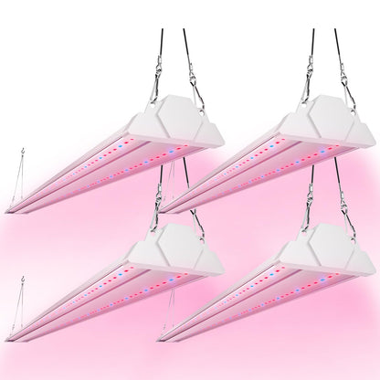 FREELICHT 4 Pack 4ft LED Grow Light, 60W (350W Equivalent), Red Blue (660nm+460nm) Full Spectrum Grow Light for Indoor Plants, Hanging Plug in Grow Lamp for Hydroponic Greenhouse Plants Seedling Veg