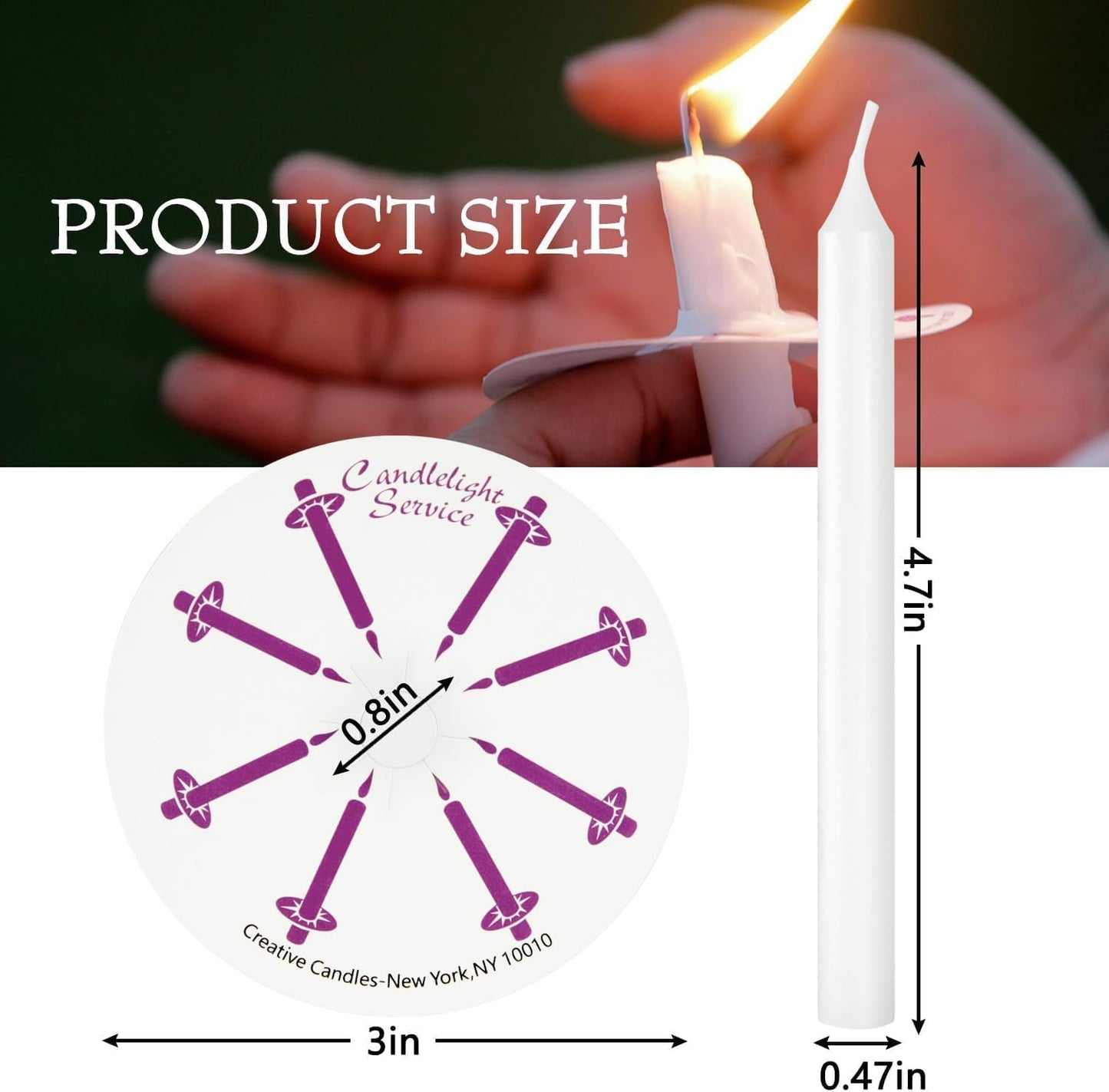 AYIQIW 100 pcs Church Candles with Drip Protectors for Devotional Candlelight Vigil Service, Unscented White 5" H X 1/2" D, No Smoke, Shabbat, Praye