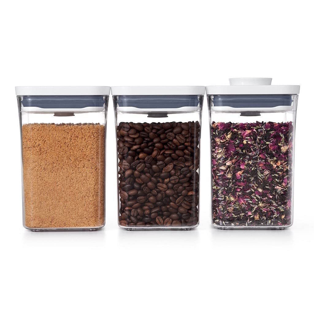 OXO Good Grips 6-Piece POP Container Set with Scoops, 4.4 Qt & 1.1 Qt, White & 4-Piece Mini POP Container Set