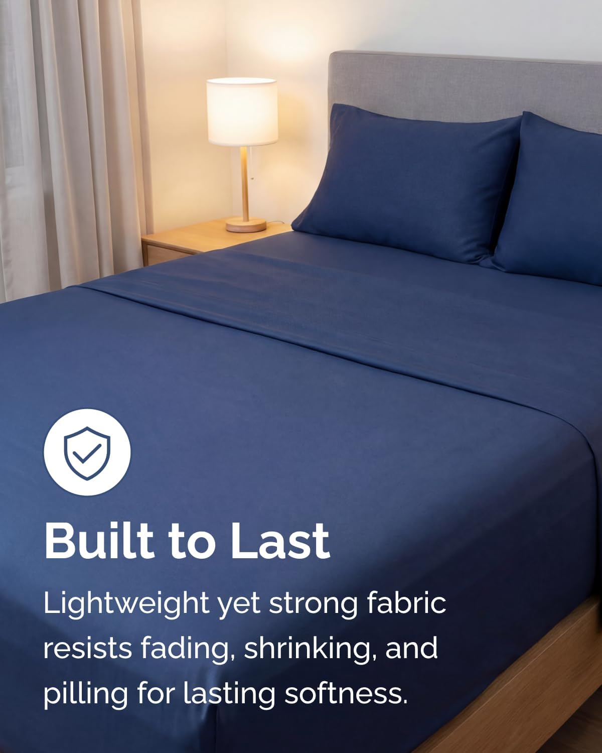 Lightweight Bed Sheet Set by [Brand Name] | Twin XL Cooling Sheets for Hot Sleepers - Breathable & Wrinkle Resistant - Navy Blue