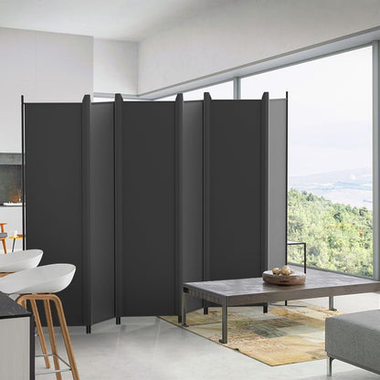 Kokorona 6 Panel Room Divider, 6FT Tall Folding Privacy Screen Wall Dividers, Portable Privacy Screen Freestanding Room Divider for Room Separation, Included - Cover Strips, Grey, 120''W x 72''H